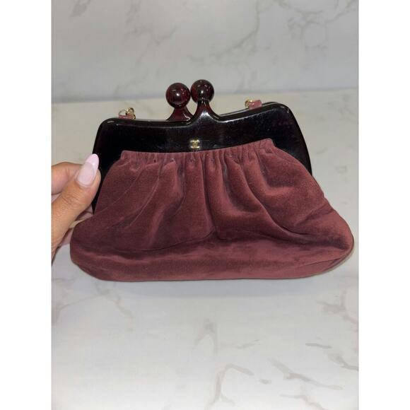 CHANEL Handbags - Chanel Suede Kiss-Lock Clutch - Good Condition